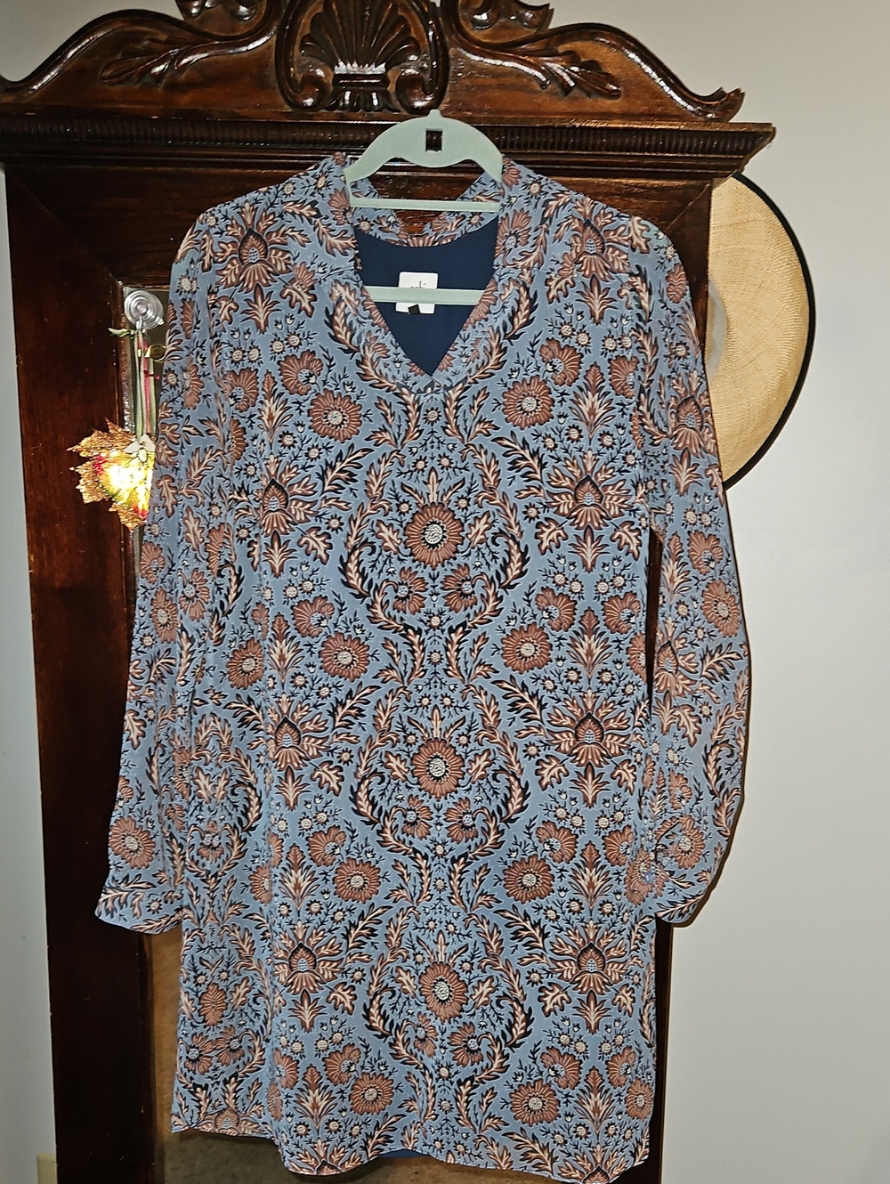 CAbi Blue Dress With Floral Pattern, #3295